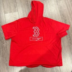 Nike Red Boston 'B' Hooded Short Sleeve Pullover